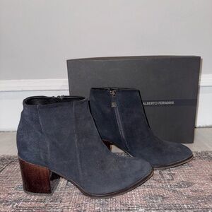 Alberto Fermani Women's Navy Suede Ankle Boots